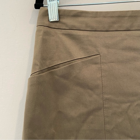 THEORY Tan Cotton Straight Knee Length Pencil Skirt Size 10 - Picture 2 of 6